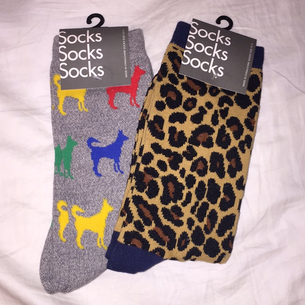 Urban Outfitters leopard and dog socks